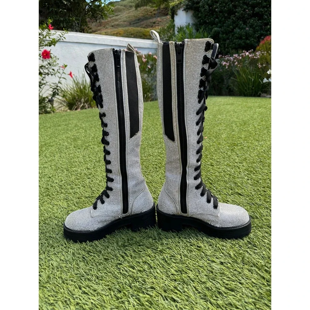 Club Exx Knee High Rhinestone Boots From Dolls Kill Size 5M